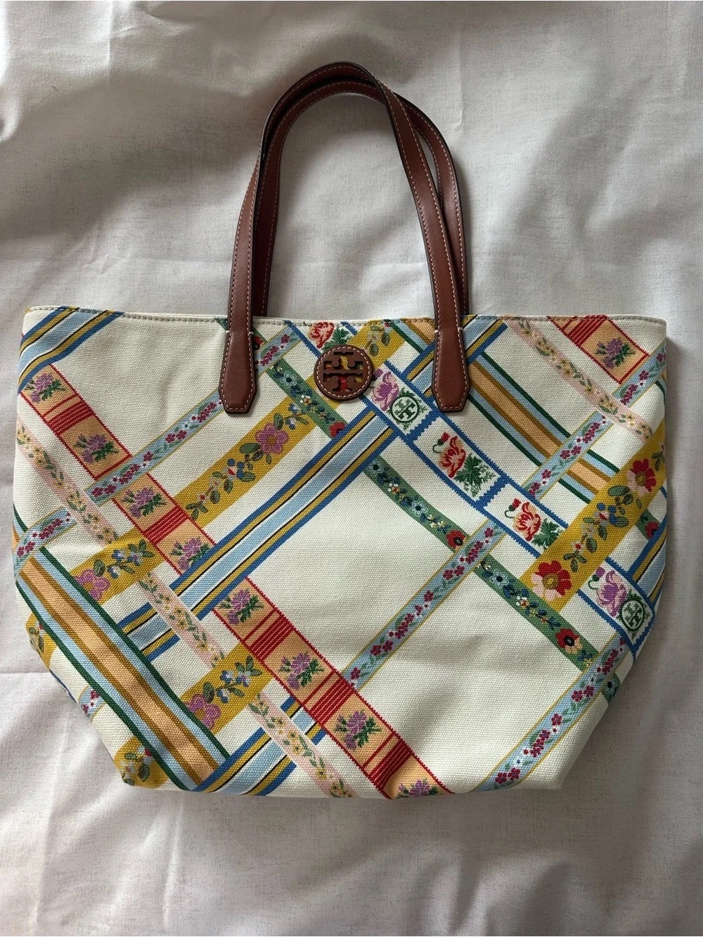 Tory Burch Canvas Tote Ribbon Weave